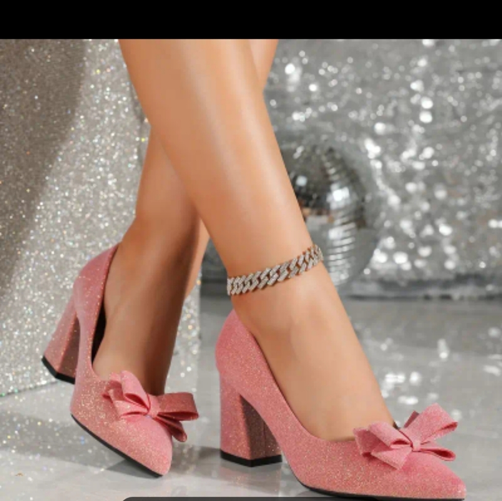 NWB Pink Glittery Pointed Toe Pumps Sz 11